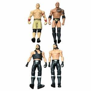 WWE Mattel Wrestling Figure Toy Lot x4 2011-2013 Seth Rollins John Cena The Rock